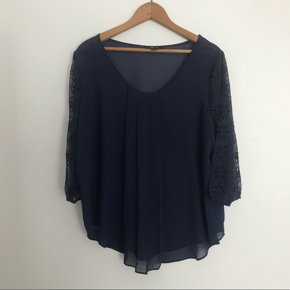 SOLD! NWOT BCX Navy Blue Sheer Blouse